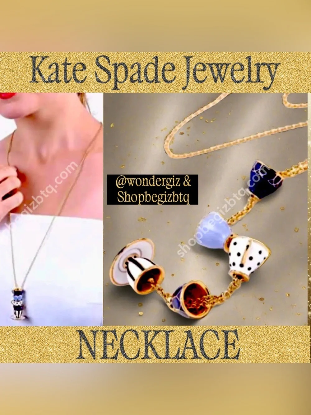 Kate Spade Authentic Tea Time Stacked Cups Necklace